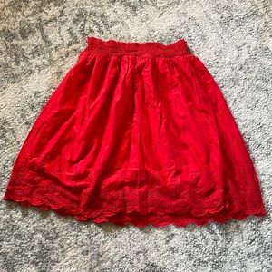 Red mini skirt